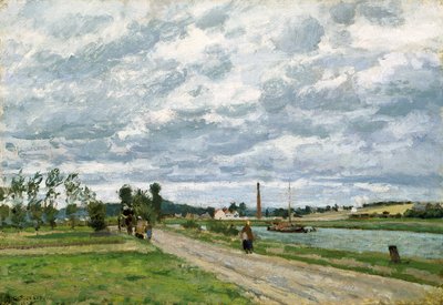 The Banks Of The Oise Near Pontoise (olje på lerret) av Camille Pissarro