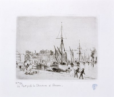 Havnen nær tollhuset i Rouen) av Camille Jacob Pissarro