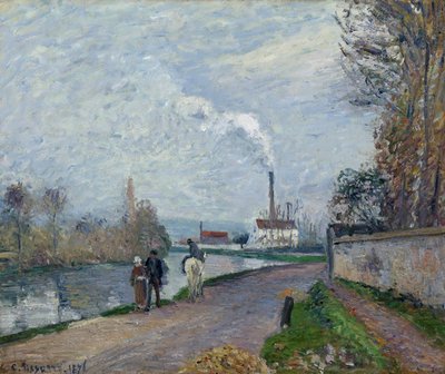 Oise nær Pontoise i grått vær av Camille Jacob Pissarro