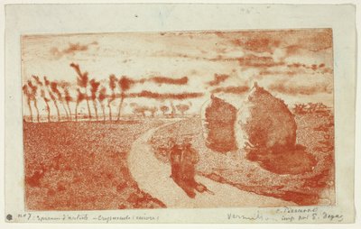 Twilight med Haystacks av Camille Pissarro