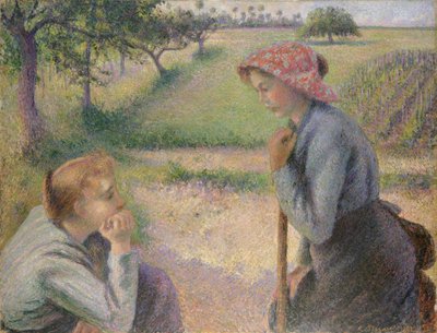 To unge bondekvinner, 1891-92. av Camille Jacob Pissarro