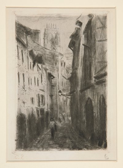 En gate ? Rouen (Rue des Arpents) [En gate i Rouen (Rue des Arpents)] av Camille Pissarro