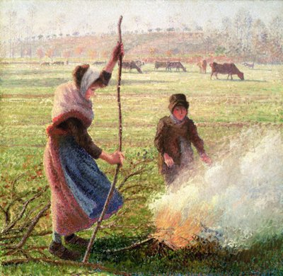White Frost, kvinne som bryter ved av Camille Jacob Pissarro