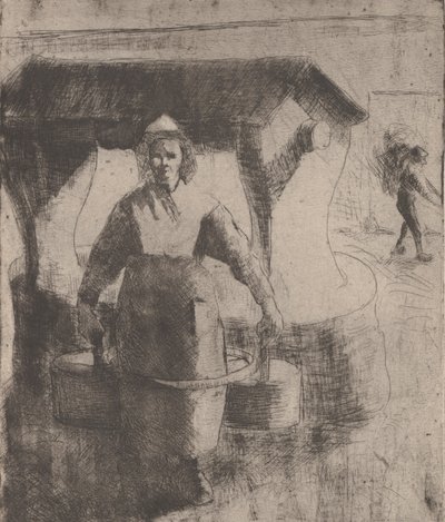 Kvinne ved en brønn, 1891. av Camille Pissarro