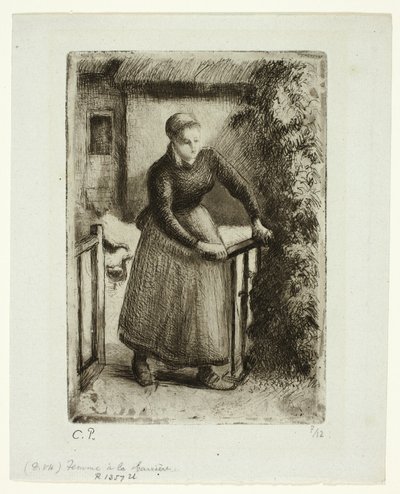 Kvinne ved porten av Camille Pissarro