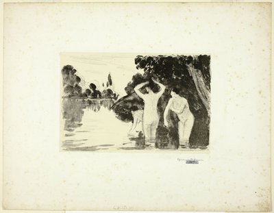 Kvinner Bading: Dag av Camille Pissarro