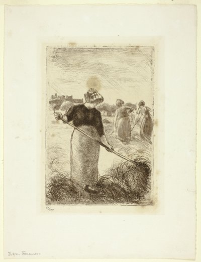 Kvinner som kaster høyet av Camille Pissarro