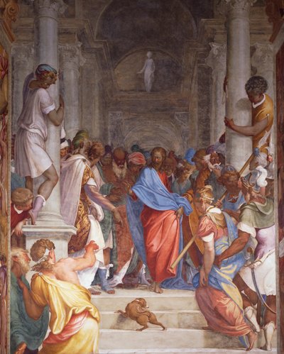 Horkvinne før Kristus, freskomaleri av Camillo Boccaccino (1501-1546) i presbyteriet til San Sigismondo-kirken, Cremona, Italia av Camillo Boccaccino