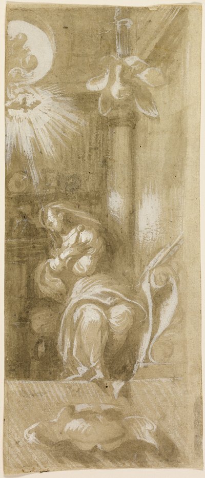 Studie for Jomfruen Annunciate av Camillo Boccaccino