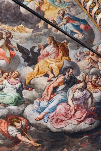 Engler som spiller musikk, detalj av den siste dommen (fresco) av Camillo Procaccini