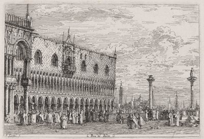 Piera del Bando. V. (The Piera del Bando. V [enice]), fra serien Vedute (Views) av Canaletto (Giovanni Antonio Canal)