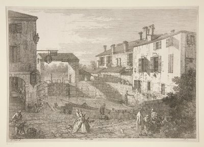 Le Porte del Dolo (The Locks of Dolo), fra serien Vedute (Views) av Canaletto (Giovanni Antonio Canal)