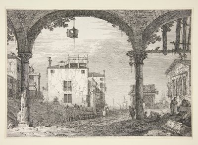 Le Portique a la lanterne (Portikoen med lykten), fra serien Vedute (Views) av Canaletto (Giovanni Antonio Canal)