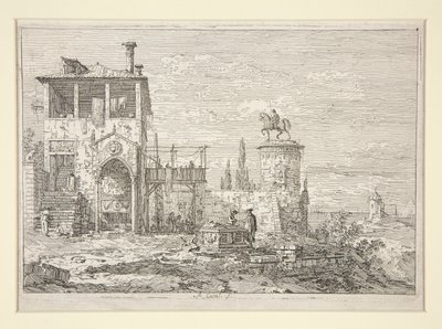 The Equestrian Monument, fra serien Vedute (Views) av Canaletto (Giovanni Antonio Canal)
