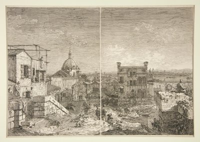 The House with the Inscription [og] The House with the Perstyle, fra serien Vedute (Views) av Canaletto (Giovanni Antonio Canal)