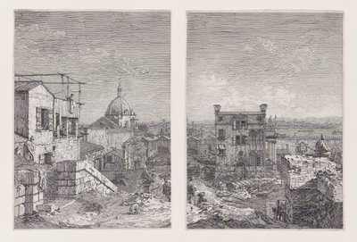 Huset med inskripsjonen, fra serien Vedute (Views) av Canaletto (Giovanni Antonio Canal)