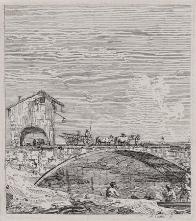 Vognen som passerer over en bro, fra serien Vedute (Views) av Canaletto (Giovanni Antonio Canal)