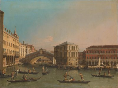 Canal Grande med Rialtobroen og Fondaco dei Tedeschi av Canaletto (workshop of)