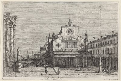 Imaginær utsikt over S. Giacomo di Rialto av Canaletto