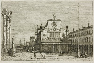 Imaginær utsikt over S. Giacomo di Rialto, fra Vedute av Canaletto
