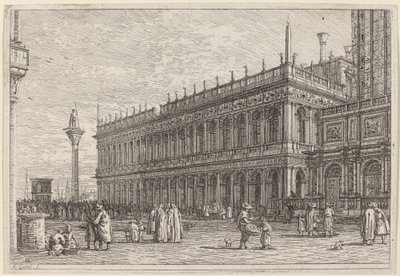 Bokbutikken. V., i eller før 1742. av Canaletto