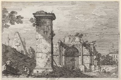 Landskap med ødelagte monumenter, ca. 17351746. av Canaletto
