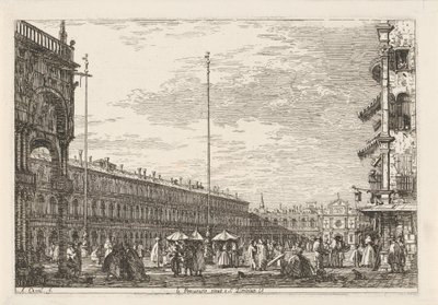 Piazza San Marco Le procuratie niove e S. Ziminian V. (tittel på objekt) Ansikter på eksisterende og oppfunne steder (serietittel) Vedute altre prese da i Luoghi altre ideate av Antonio Canal (serietittel) av Canaletto