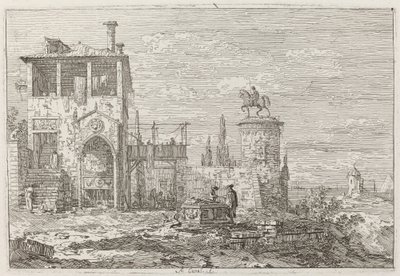 Ryttermonumentet [øverst til høyre] av Canaletto