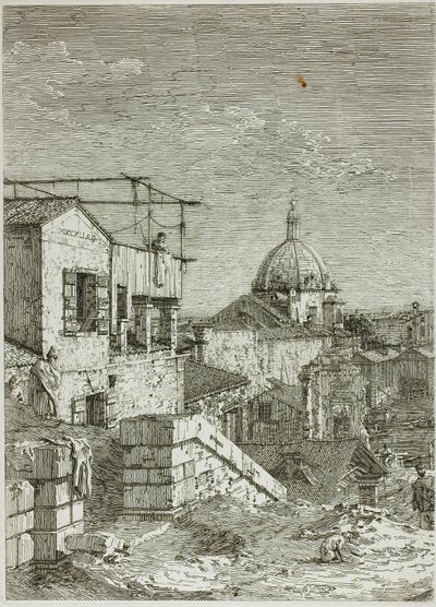 Huset med inskripsjonen og Huset med peristilen, fra Vedute av Canaletto