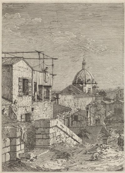 Huset med inskripsjonen [til venstre] av Canaletto