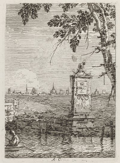 Det lille monumentet [til venstre] av Canaletto