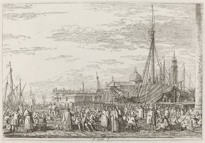 Markedet på Molo [øverst til venstre] av Canaletto