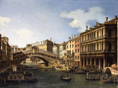 Rialtobroen, Venezia, fra sør med ombordstigning av prinsen av Sachsen under hans besøk i 1740, av Giovanni Antonio Canal