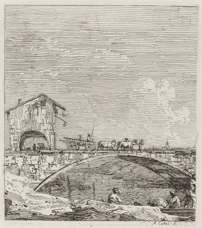 Vognen som passerer over en bro, ca. 17351746. av Canaletto