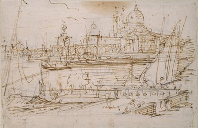 Venezia: Dogana og S. Maria della Salute fra Molo di Terranova, midten av 1700-tallet av Canaletto