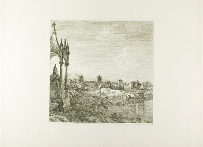 Utsikt over en by med en bispegrav, fra Vedute av Canaletto