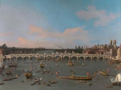 Westminster Bridge, med Lord Mayor's Procession på Themsen av Canaletto