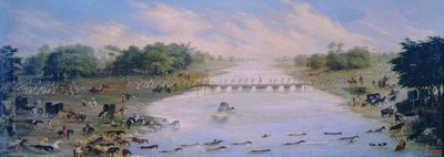 Krysser Riachuelo-elven, Buenos Aires, Argentina av Candido Lopez