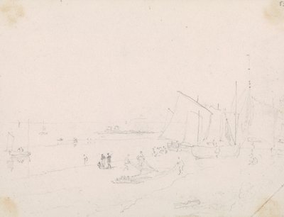 Skisse av en strandscene, Hastings av Capt. Thomas Hastings