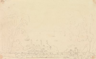Skisse av et eiendomshus nær kysten, Isle of Wight av Capt. Thomas Hastings
