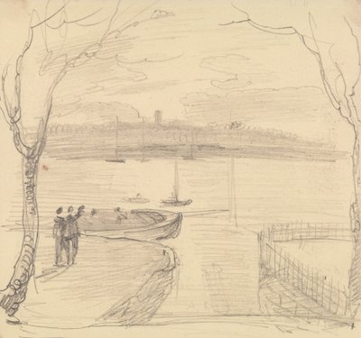 Skissert utsikt fra East Cowes, West Cowes i det fjerne av Capt. Thomas Hastings