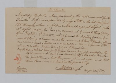Tantia Topi, den indiske opprørslederen av Captain C.R. Baugh