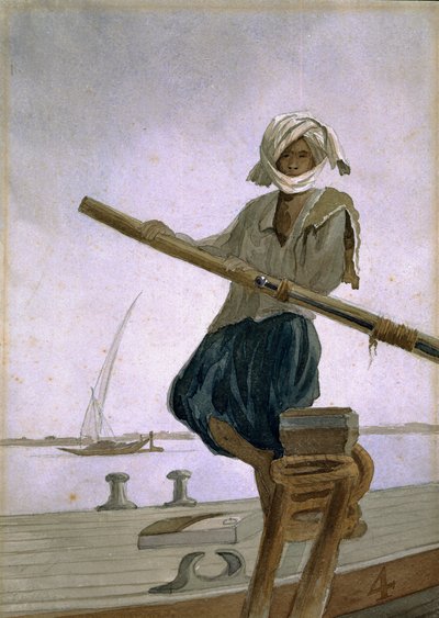 Båtmann ved elven Indus, India av Captain Cornelius Francis James