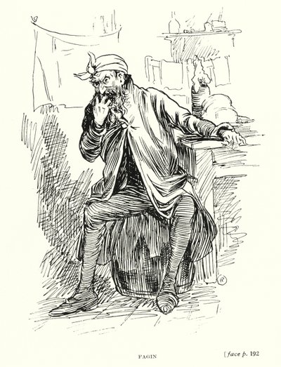 Dickens karakter: Fagin (litho) av Captain Edward Henry Handley Read