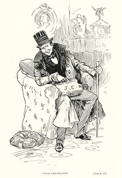 Dickens karakter: Jonas Chuzzlewit (litho) av Captain Edward Henry Handley Read