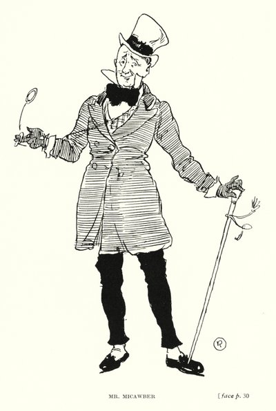 Dickens karakter: Mr Micawber (litho) av Captain Edward Henry Handley Read
