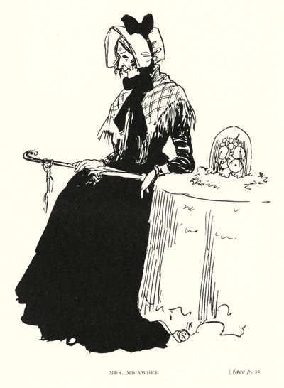 Dickens karakter: Mrs Micawber (litho) av Captain Edward Henry Handley Read