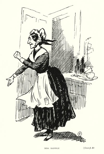 Dickens karakter: Mrs Raddle (litho) av Captain Edward Henry Handley Read