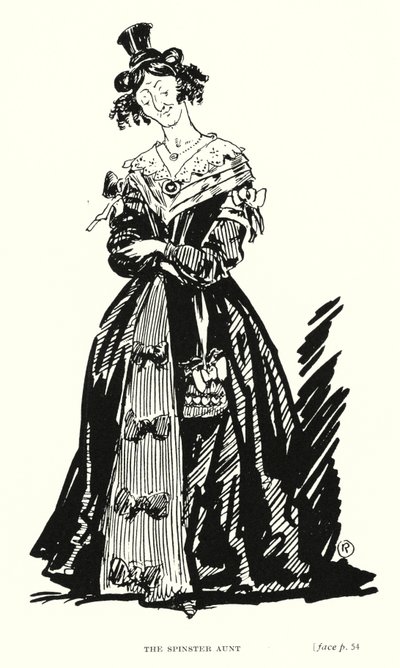 Dickens karakter: The Spinster Aunt (litho) av Captain Edward Henry Handley Read