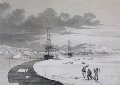 Cutting into Winter Island, oktober 1821, fra Journal of a Second Voyage for the Discovery of a North West Passage fra Atlanterhavet til Stillehavet fremført i årene 1821-22-23, av William Edwar av Captain George Francis Lyon